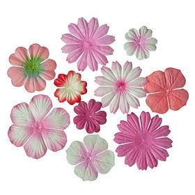Квіточки із шовковичного паперу, Відтінки рожевого, 10 шт./пач.