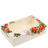 Коробка 230х150х60 для еклерів "Калина" з вікном, біла