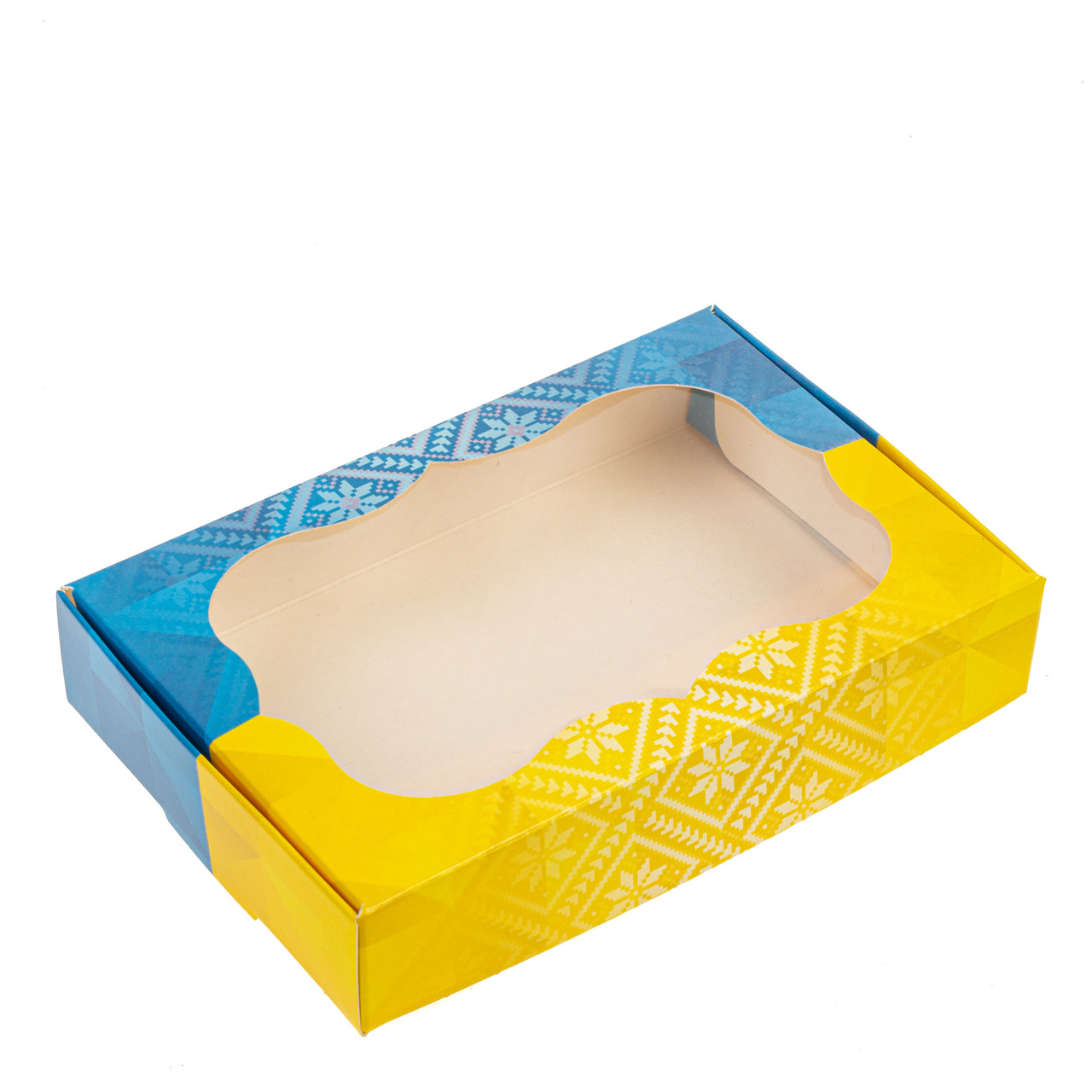 Коробка 150х100х30 для пряника з вікном "Жовто-блакитна", фото 1