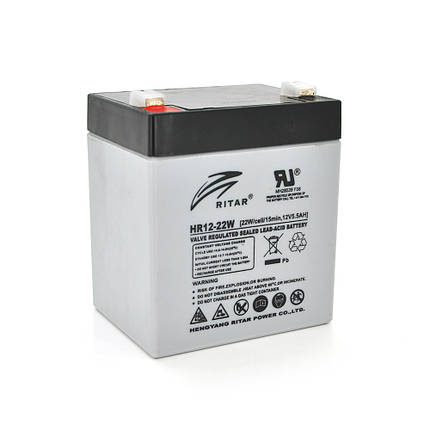 Акумуляторна батарея AGM RITAR HR1222W, Gray Case, 12 V 5.5 Ah (90 х 70 х 101 (107) 1.55kg Q10, фото 1