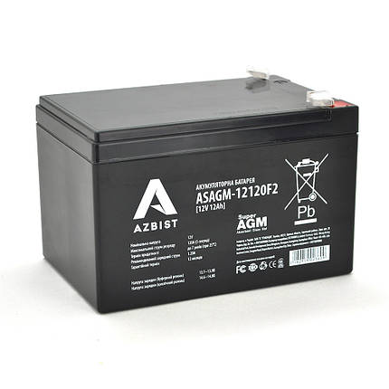 Аккумулятор AZBIST Super AGM ASAGM-12120F2, Black Case, 12V 12.0Ah (151х98х 95 (101) ), 3,5 kg Q6/192, фото 1