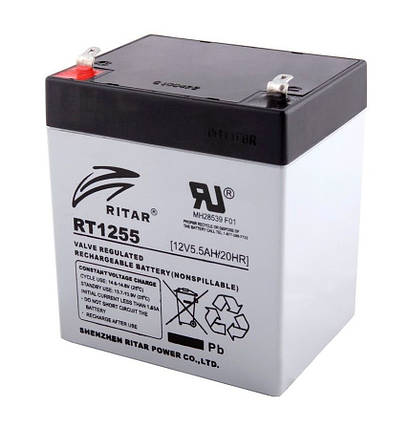 Акумуляторна батарея AGM RITAR RT1255, Gray Case, 12V 5.5Ah ( 90 х 70 х 101 (107) ) Q10, фото 1