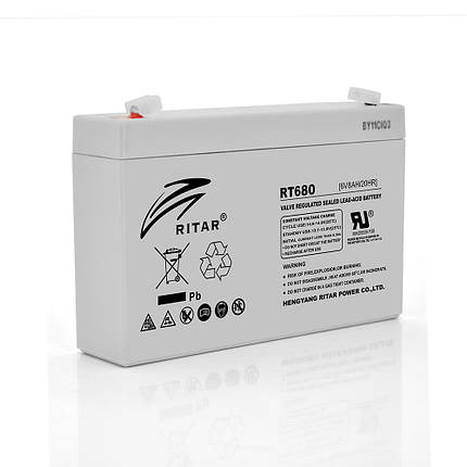 Акумуляторна батарея AGM RITAR RT680, Black Case, 6V 8Ah ( 151х34х94 (100) ) Q12, фото 1