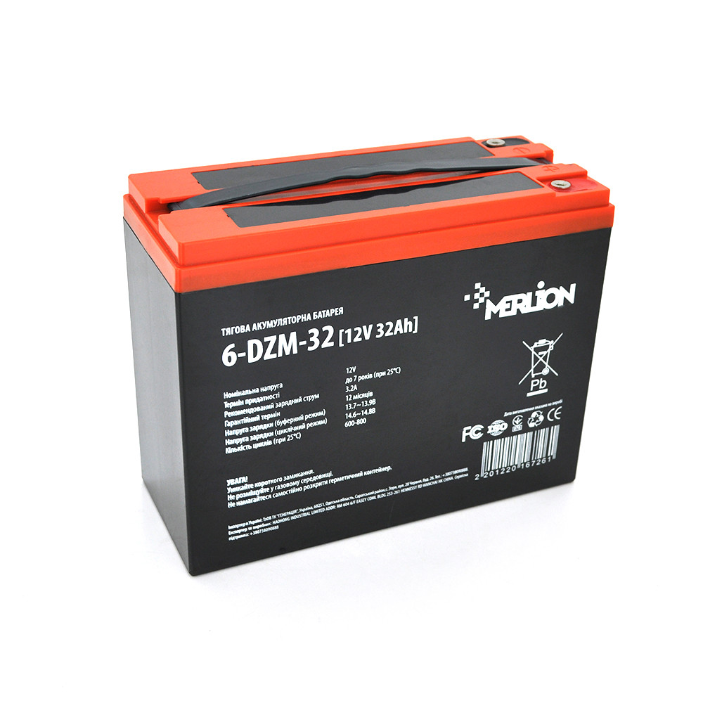 Тягова акумуляторна батарея AGM MERLION 6-DZM-32, 12 V 32 Ah M5 ( 223 x 93 x 176) Q2