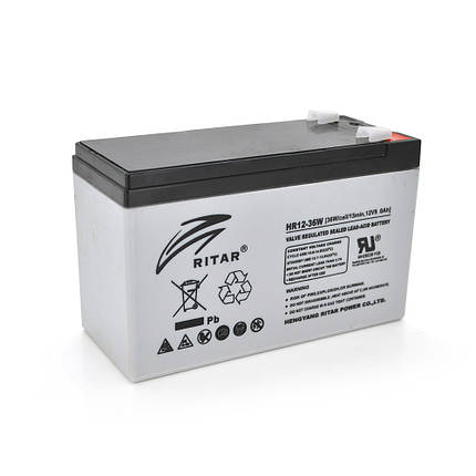 Акумуляторна батарея AGM RITAR HR1236W, Gray Case, 12 V 9.0 Ah ( 151 х 65 х 94 (100) 2.60kg Q10, фото 1