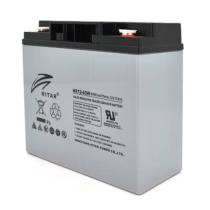 Акумуляторна батарея AGM RITAR RT12170H, Gray Case, 12V 17.0Ah ( 181 х 77 х 167 ) Q4, фото 1