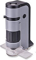 Кишеньковий мікроскоп з батарейкою Carson MicroFlip 100x-250x LED із затискачем для смартфона