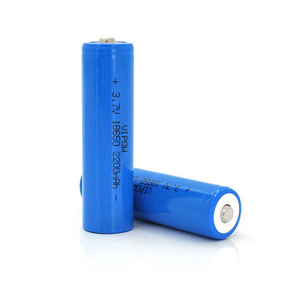 Аккумулятор 18650 Li-Ion Vipow ICR18650 TipTop, 2200mAh, 3.7V, Blue Q50/500, фото 1