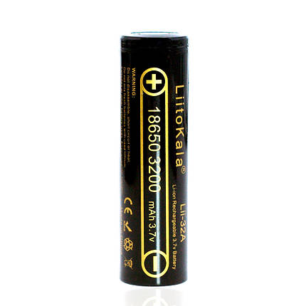 Акумулятор 18650 Li-Ion LiitoKala Lii-32A, 3200mah (3050-3350mah), 3.7V (2.75-4.2V), Black, PVC BOX Q2, цiна, фото 1
