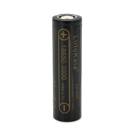 Акумулятор 18650 Li-Ion LiitoKala Lii-30A, 3000mah (2850-3250mah), 30A, 3.7V (2.75-4.2V), Black, PVC BOX Q2,, фото 1