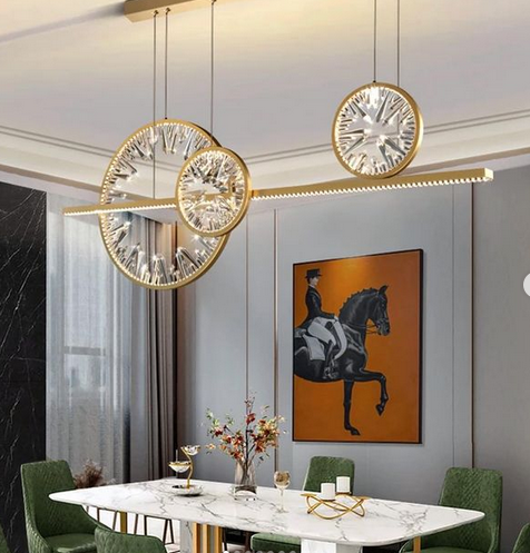 Люстра із кришталевими камінчиками у корпусі метал кольору латунь, фото 1