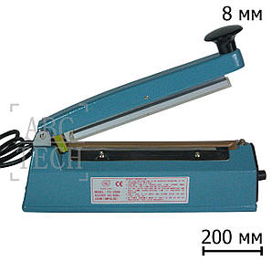 Настільний зварювач пакетів FS-200B Ручний імпульсний зварювач 20см Шов 8мм Корпус пайовика з металу ABC Tech