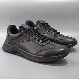 Полегшене шкіряні чоловічі кросівки чорне взуття великих розмірів Rosso Avangard DolGa All Black BS