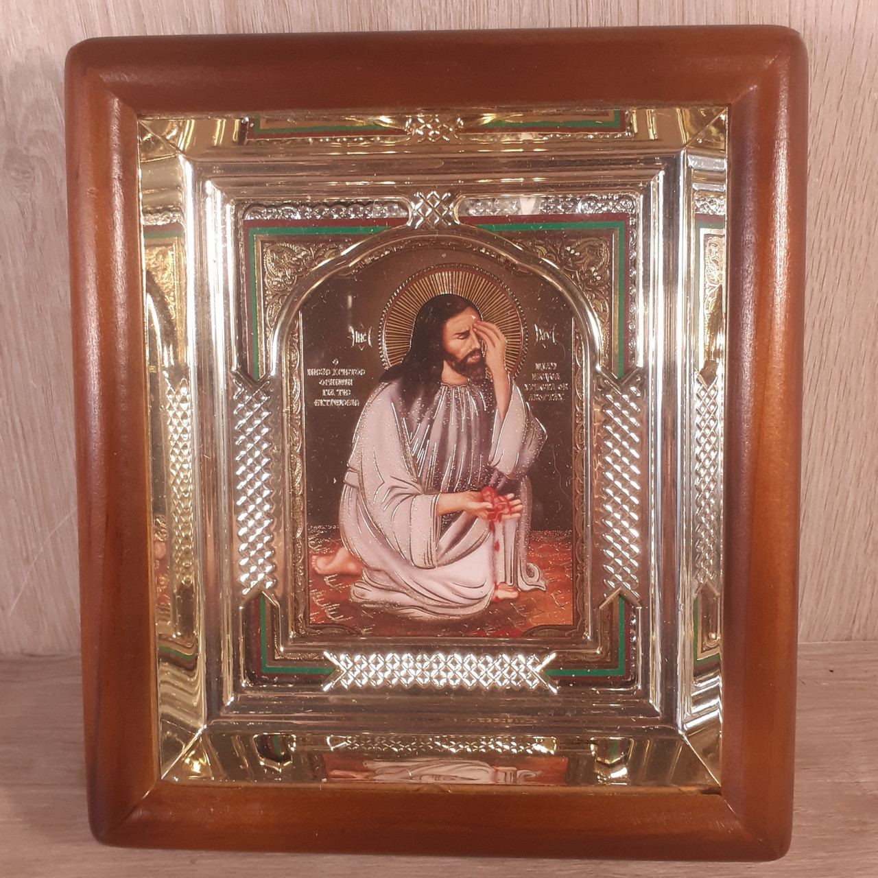 Икона Иисуса Христа Плач об абортах, лик 10х12 см, в светлом прямом ...