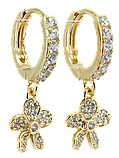 Сережки Xuping QQMM Позолота 14K підвіски на колечках "Квіточки інкрустація цирконієм", фото 4