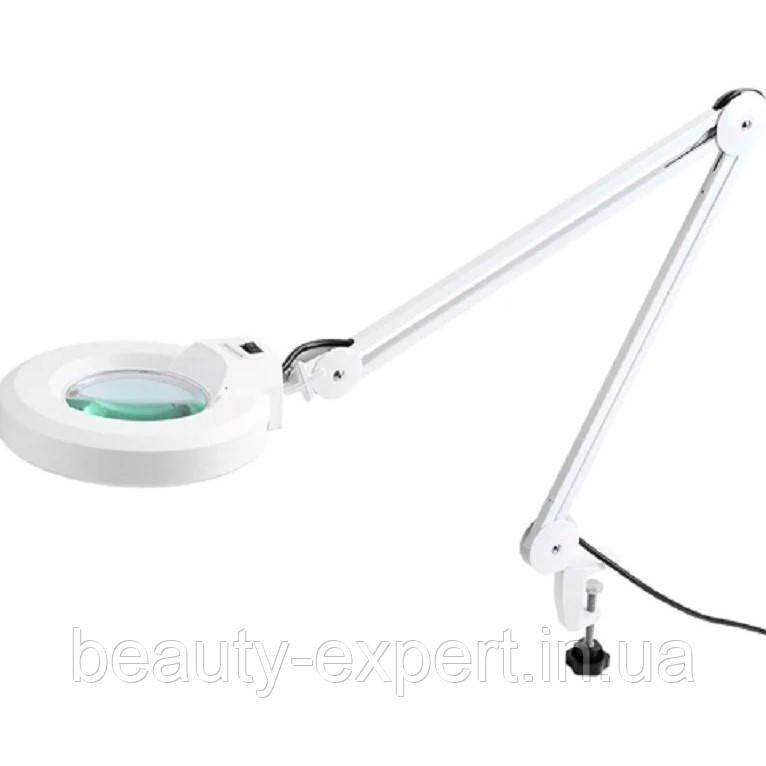 Збільшувальна Лампа-лупа настільна на струбцині LED 5D лампа для манікюру косметолога з кріпленням до столу
