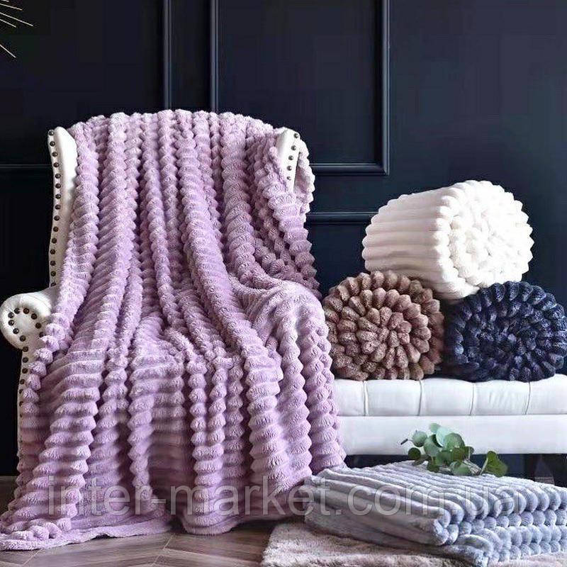 Плед Koloco Королівська смужка Шарпей 150х200 см. Бузковий, фото 1