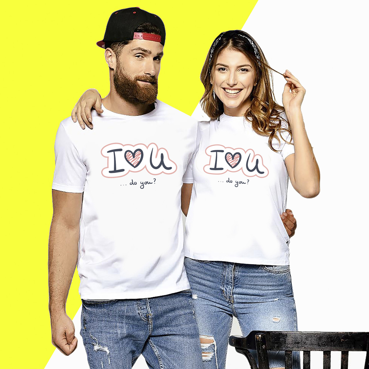 Парні футболки з принтом "I Love U Do You" Push IT