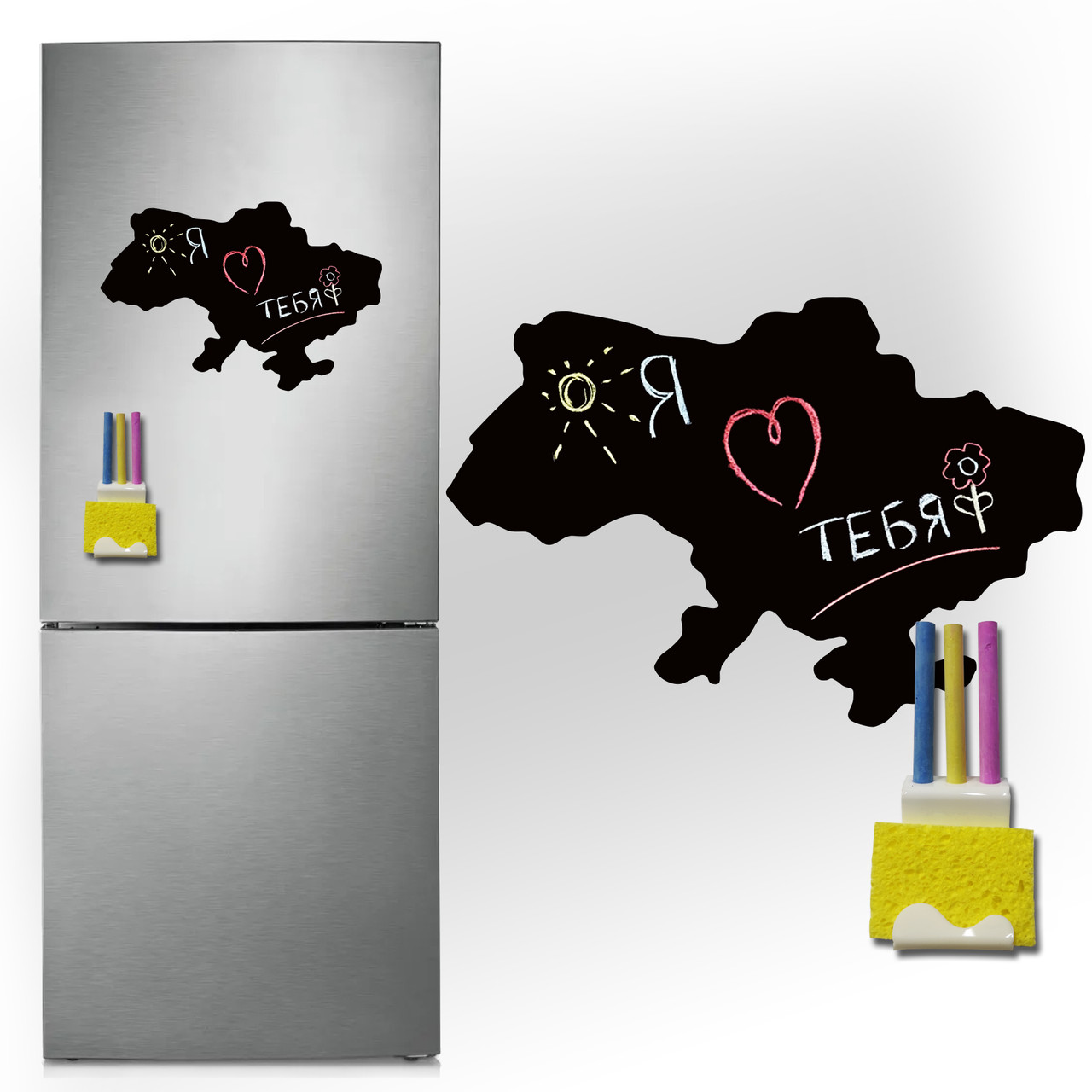Магнитно-грифельная (меловая) доска на холодильник для записей и рисования мелом Украина размер 27х40 см - фото 1 - id-p85048382