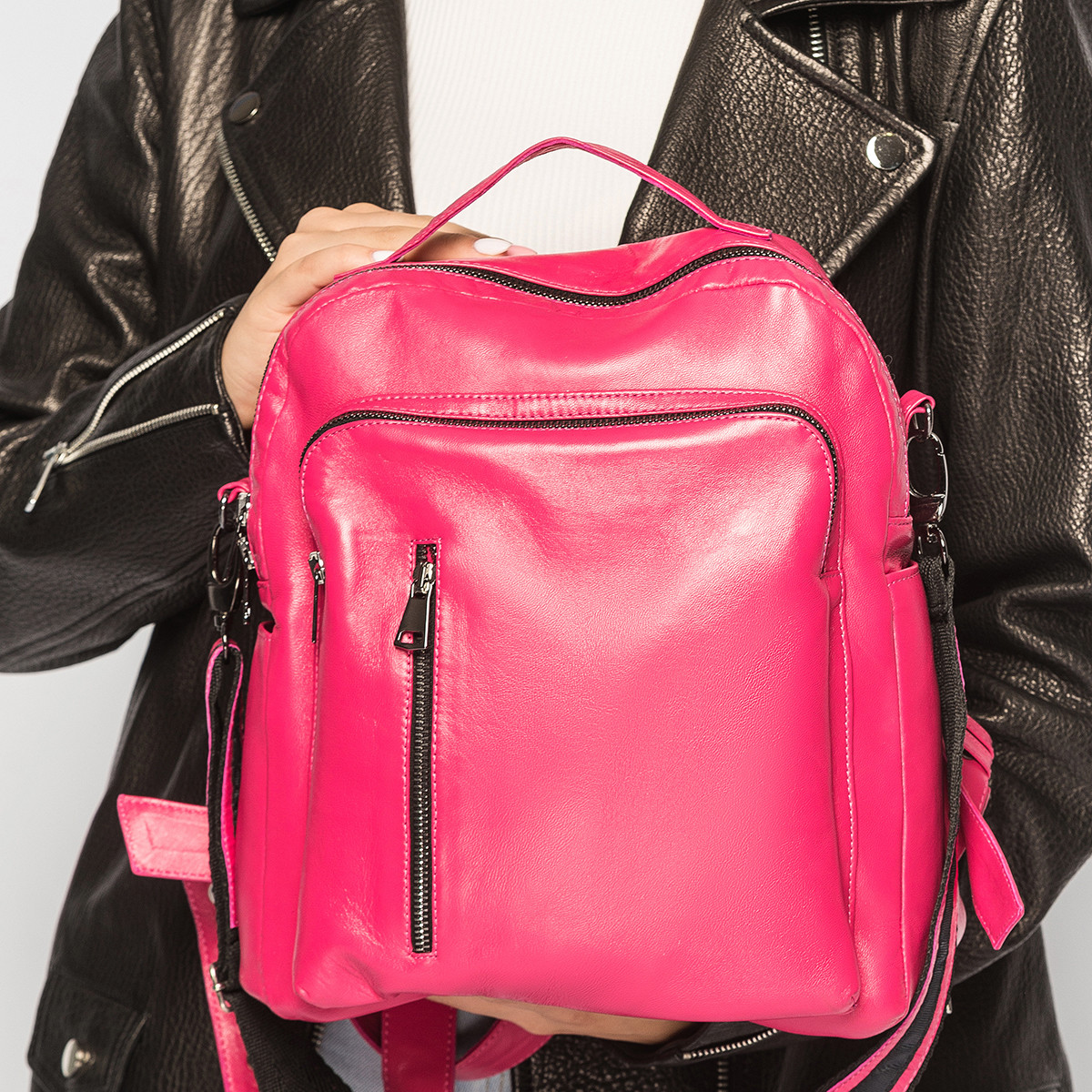 Шкіряний рюкзак рожевий VK з натуральної (Арт. RK862)