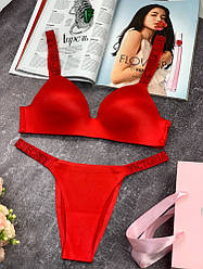 Комплект жіночий Victoria's Secret Безшовний Червоний kk035