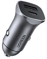 Авто зарядка UGREEN CD130 20W USB + Type-C PD Car Charger (Серый)