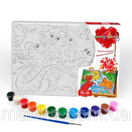 НАБІР ДЛЯ ТВОРЧОСТІ РОЗПИС НА ПОЛОТНІ CANVAS PAINTING 31X21СМ. DANKO TOYS Діно серія 6 PX-06-04
