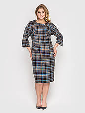 Жіноча сукня в клітинку з трикотажу з кишенями великі розміри, фото 3