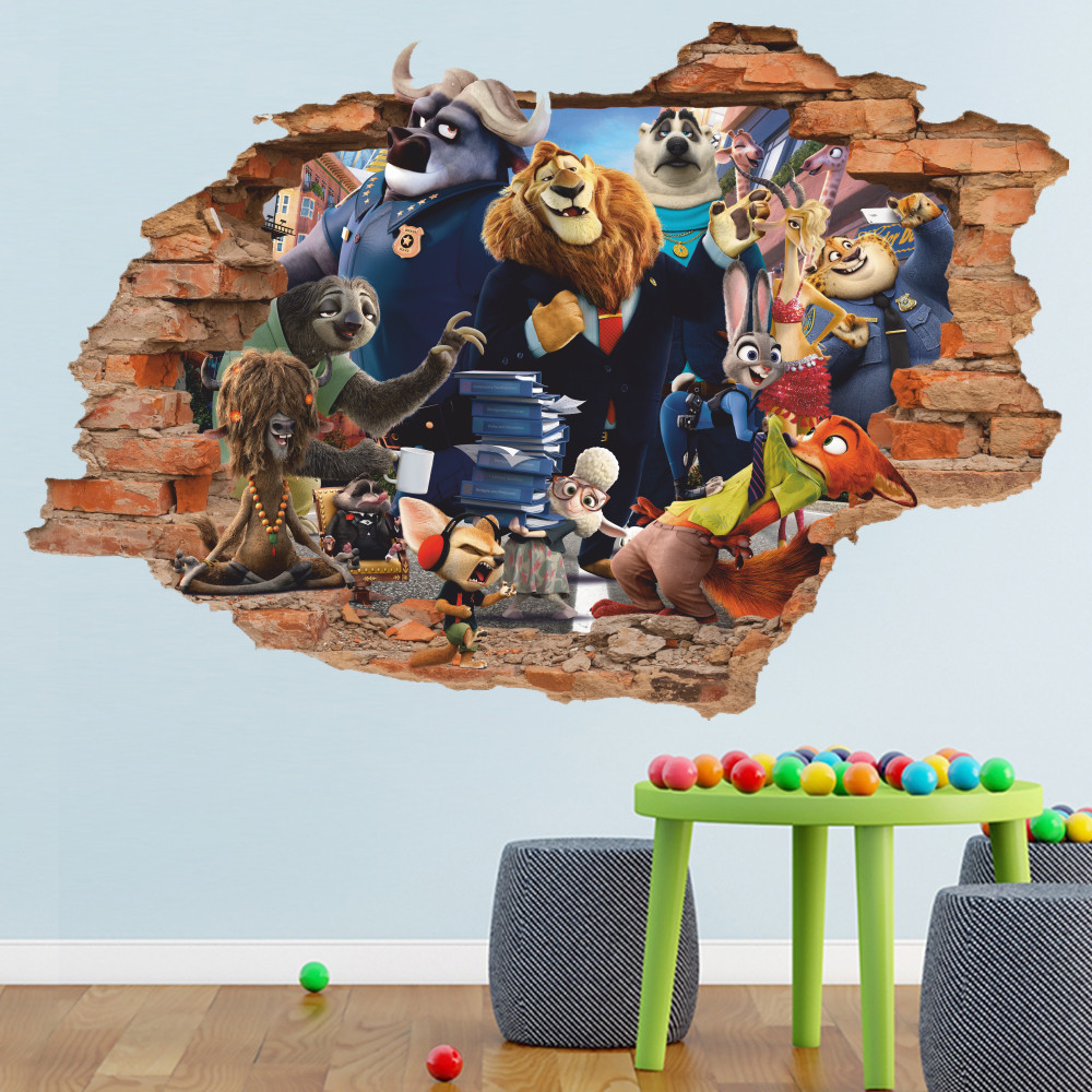 Інтер'єрна наклейка на стіну Зверополіс Oracal розмір 96х64см, фото 1