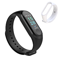 Умный фитнес браслет с пульсометром и тонометром Smart Bracelet Mi Band M3 + ремешок 1W. Смарт часы для спорта