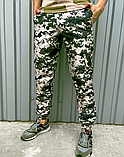 Чоловічі армійські камуфляжні штани карго зелені на гумці з кишенями для військових, фото 5