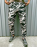 Чоловічі армійські камуфляжні штани карго зелені на гумці з кишенями для військових, фото 2