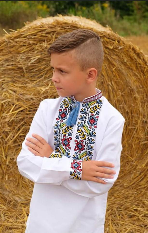 Заготівка для вишивання під дитячу сорочку Орнамент. Тканина — льон. До 10 років