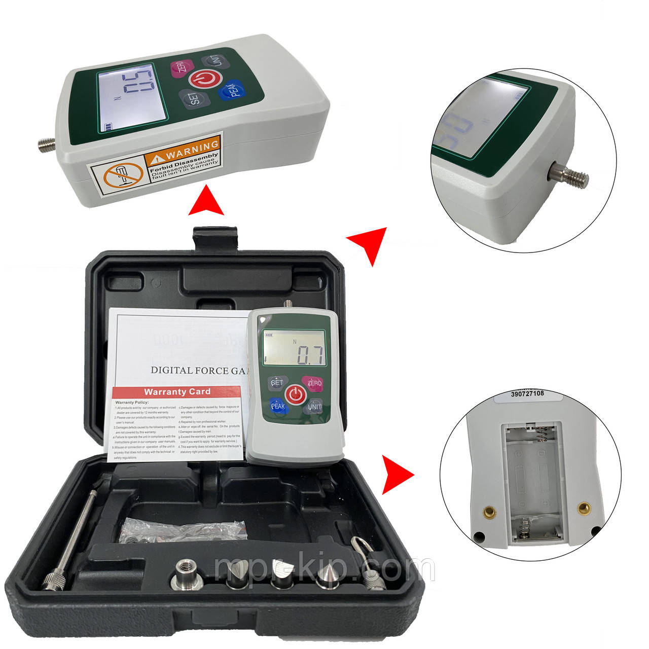 Динамометр цифровий AMF-100 (100N/0,1N; 10кг/0.01kg) N, kg, lb, Oz