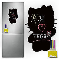 Магнітно-грифельна (крейдяна) дошка на холодильник для записів і малювання крейдою Кітті розмір 28х40 см