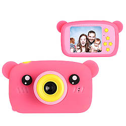 Цифровий дитячий фотоапарат Хоко KVR-005 Мішка Рожевий + карта пам'яті на 32 ГБ