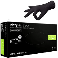 Нитриловые перчатки MERCATOR, размер S, плотные черные, упаковка 100 шт