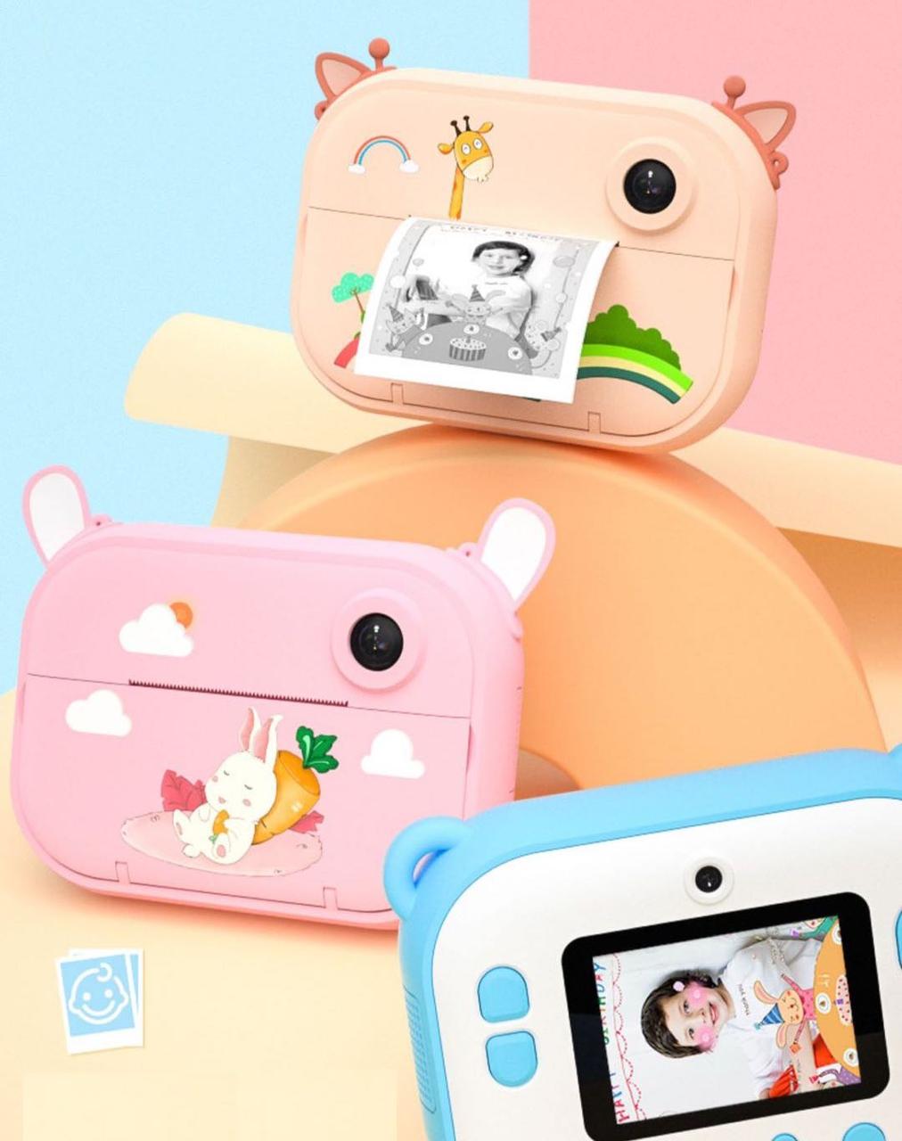 Цифровой детский фотоаппарат-принтер с моментальной печатью ХоКо KVR-1500 Розовый Зайка (12 Мп) - фото 6 - id-p1657988834