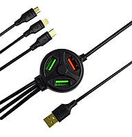 Кабель 6в1 Хаб XOKO SC-3000 USB 3X USB Apple Lightning/MicroUSB/USB Type-C Black