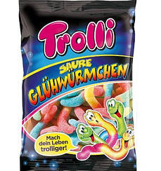 Желейні цукерки Sour Glowworms червяки 1кг ТМ Trolli Тролі Німеччина