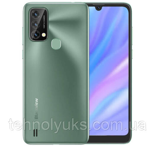 Смартфон Blackview A50 3/64 GB Green, 2sim, екран 6.01" IPS, 4G, 13+0, 3+0,3/5 Мп, 4280 mAh, Android 11, фото 1