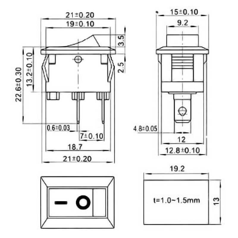 KCD1-101 перемикач 6A 250V 2pin білий