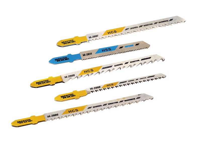 Набір пильних полотен для лобзика 5шт по дереву і металу (14-2806/2807/2808/2809/2811) Mastertool 14-2850, фото 1