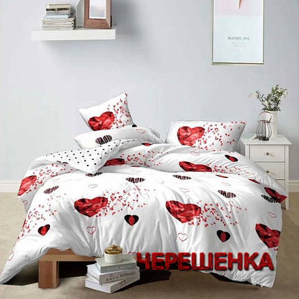 Тканина для постільної білизни Бязь "Gold" Lux GL7634A (50м) серця на світлому, фото 1
