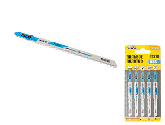 Полотно пильне для лобзика по кольоровому металу 5шт чистий прямий рез 8tpi 100мм t127d Mastertool 14-2815