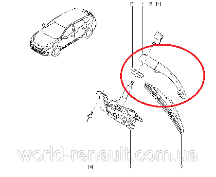 Renault (Original) 7701059392 — Повідець склоочисника задній Рено Меган III універсал, фото 2