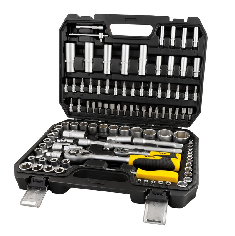 Набір насадок торцевих crv 1/4" і 1/2" тріскачка 72т 108шт кейс Mastertool 78-5108