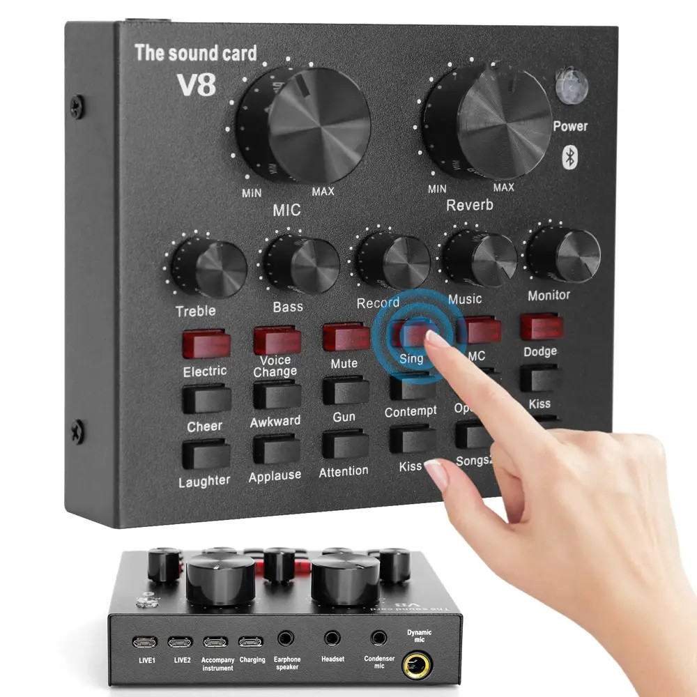 Зовнішня звукова карта v8 з Bluetooth, фото 1