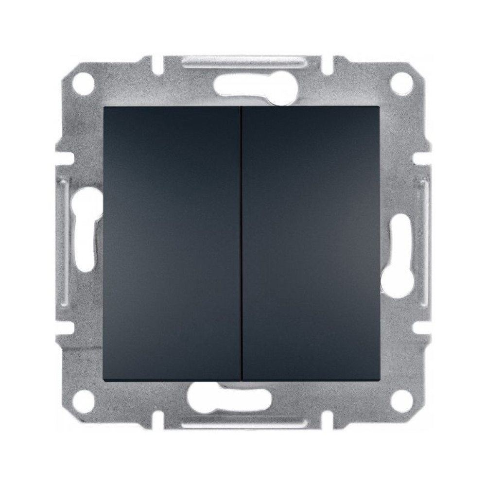 Вимикач Schneider Electric Asfora антрацит двоклавішний самозажимний внутрішній EPH0300171