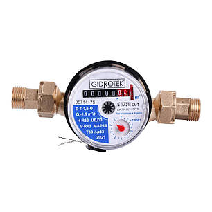 Лічильник холодної води Gidrotek E-T 1,6U 1/2″ зі штуцером (110мм), фото 1